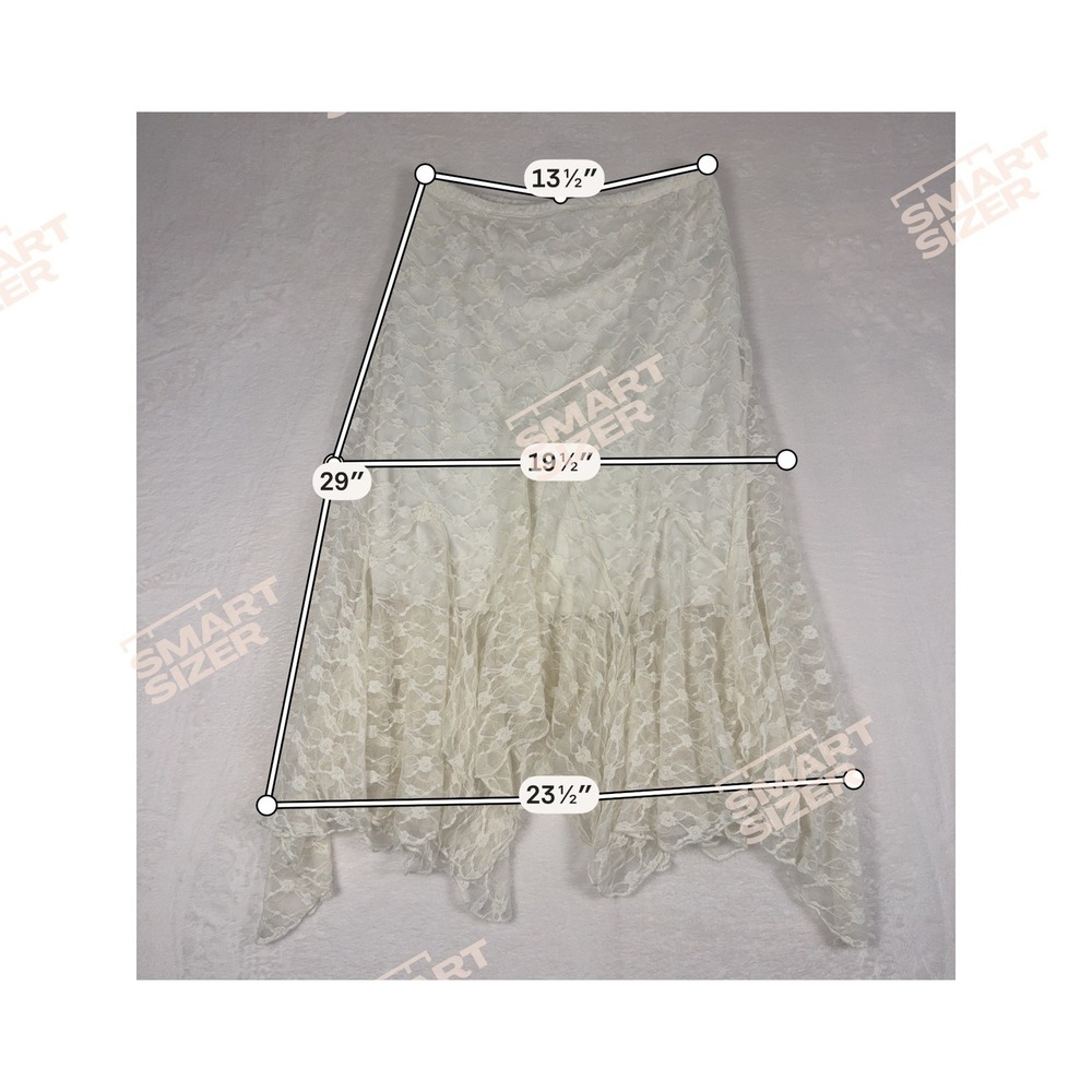Madden Girl Boho Ivory Floral Lace Handkerchief Hem Midi Skirt Medium Ethereal - Picture 8 of 8